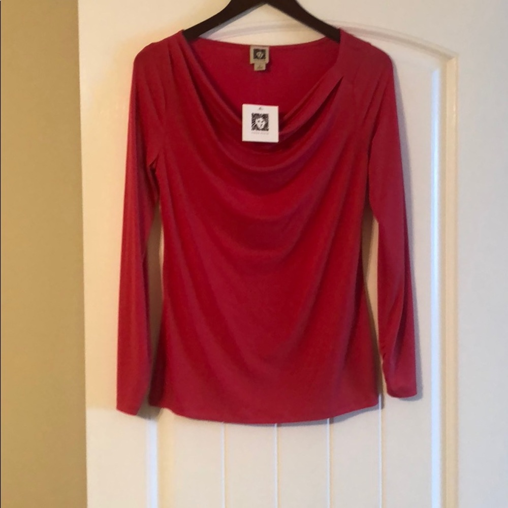 Anne Klein hot pink long sleeve top